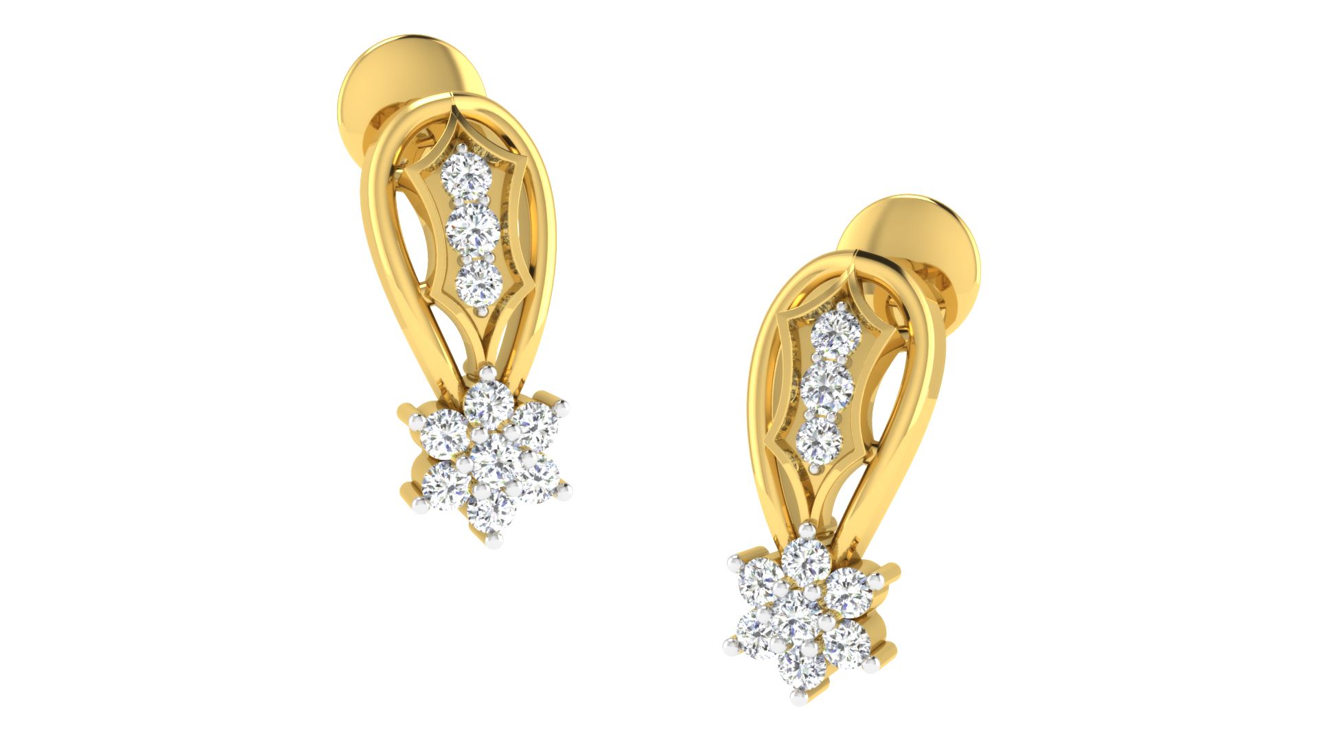 IGI Certified Natural Diamond 14/18K Fine Gold Earring Yellow Gold