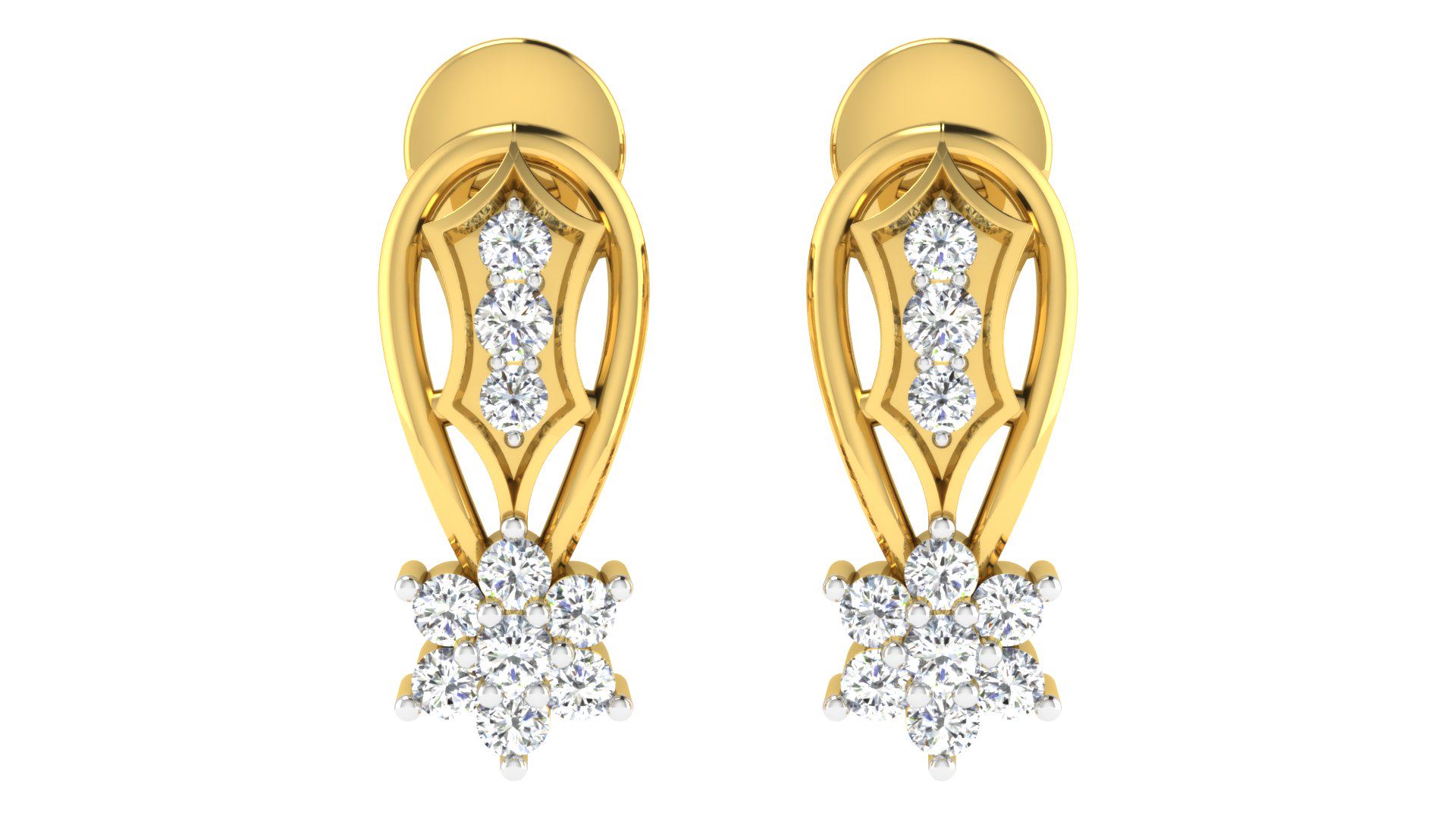 IGI Certified Natural Diamond 14/18K Fine Gold Earring Yellow Gold