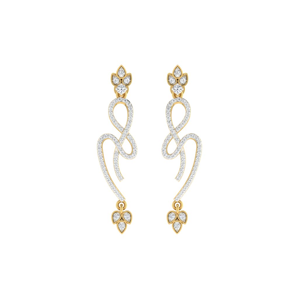 IGI Certified Natural Diamond 14/18K Fine Gold Earring White & Yellow Gold