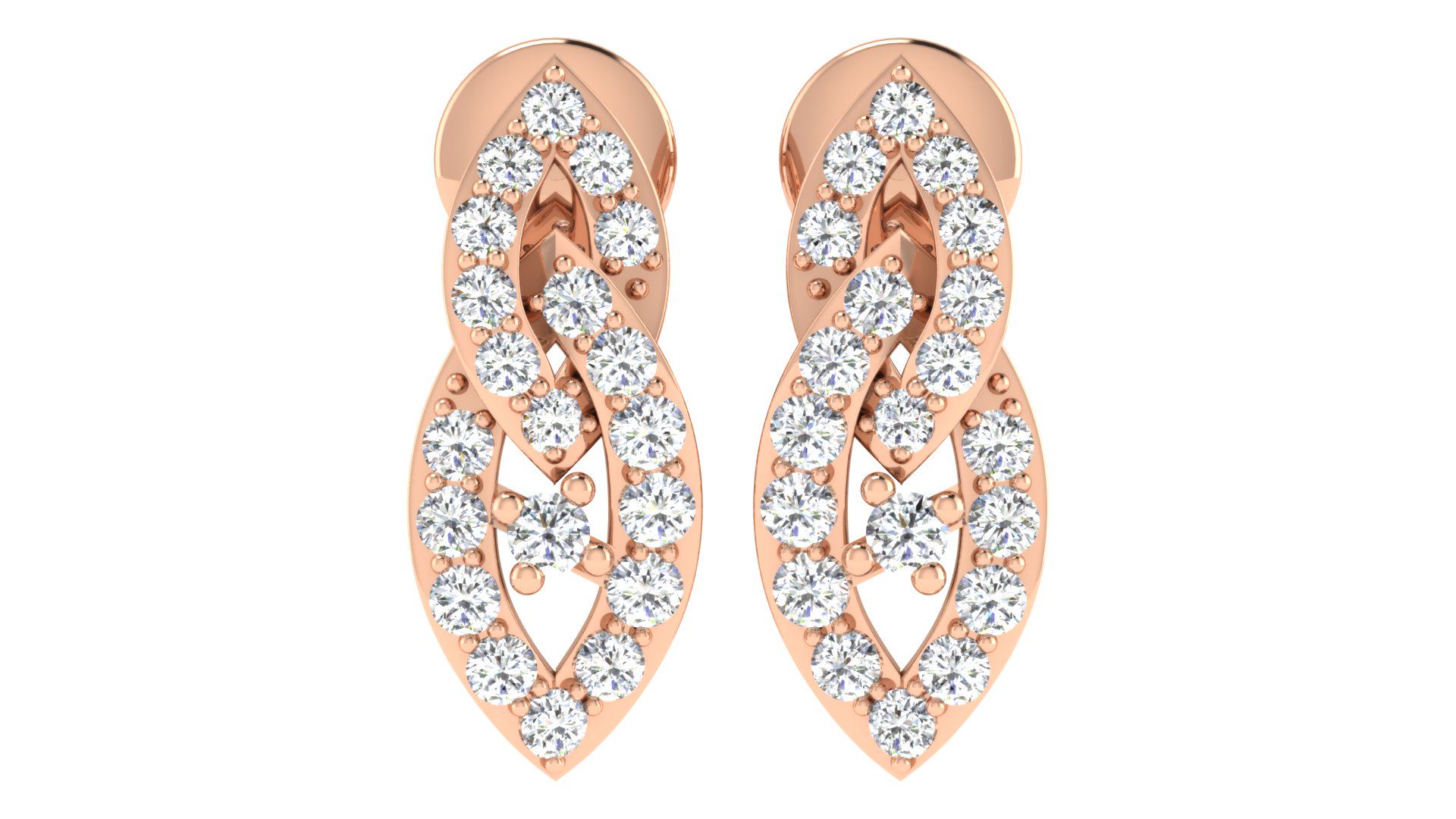 IGI Certified Natural Diamond 14/18K Fine Gold Earring Rose Gold