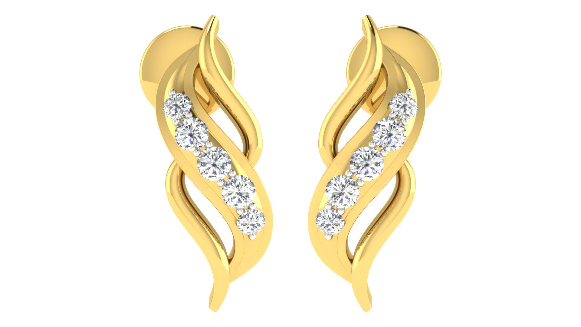 IGI Certified Natural Diamond 14/18K Fine Gold Earring Yellow Gold