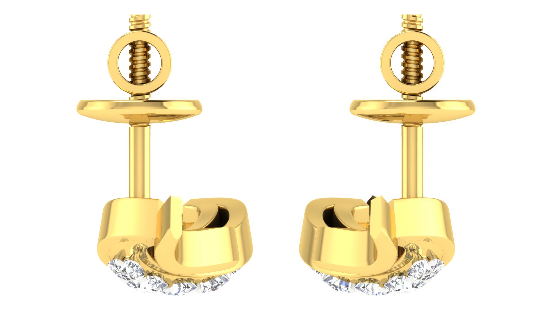 IGI Certified Natural Diamond 14/18K Fine Gold Earring Yellow Gold