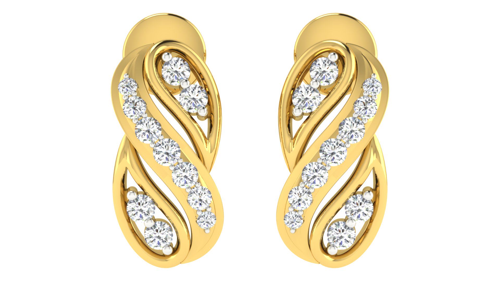 IGI Certified Natural Diamond 14/18K Fine Gold Earring Yellow Gold