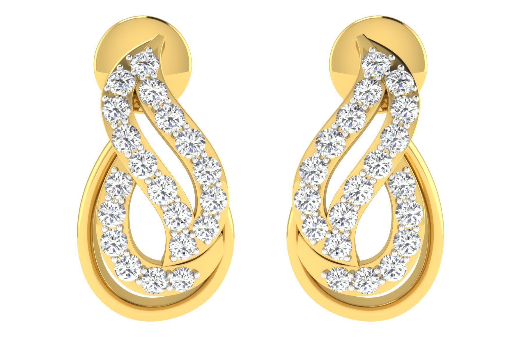 IGI Certified Natural Diamond 14/18K Fine Gold Earring Yellow Gold