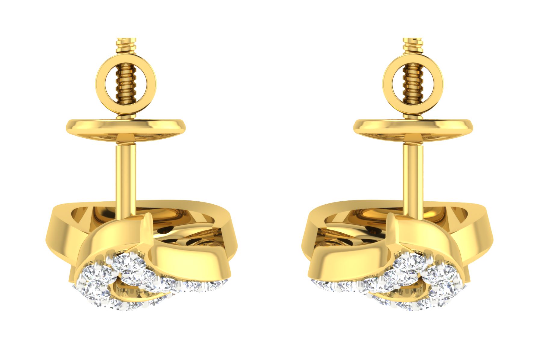 IGI Certified Natural Diamond 14/18K Fine Gold Earring Yellow Gold