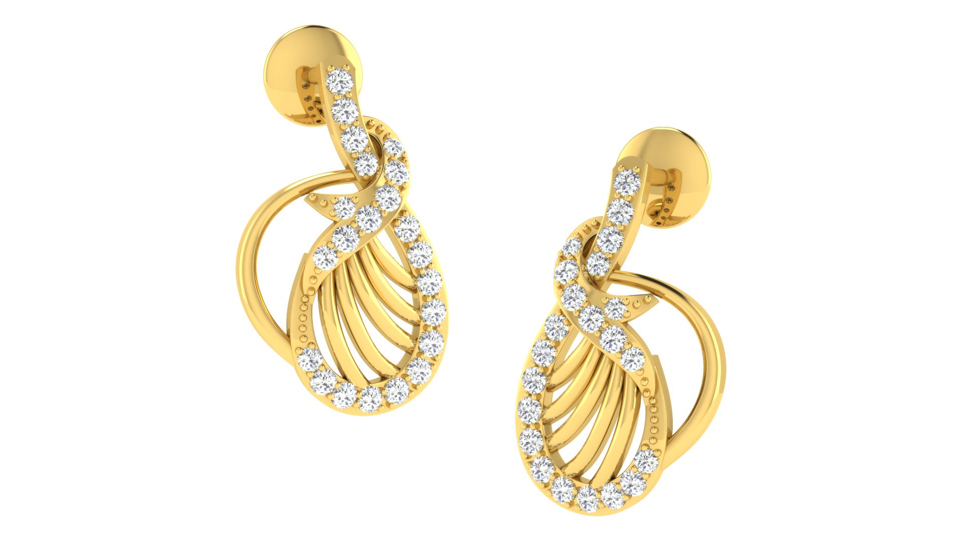 IGI Certified Natural Diamond 14/18K Fine Gold Earring Yellow Gold