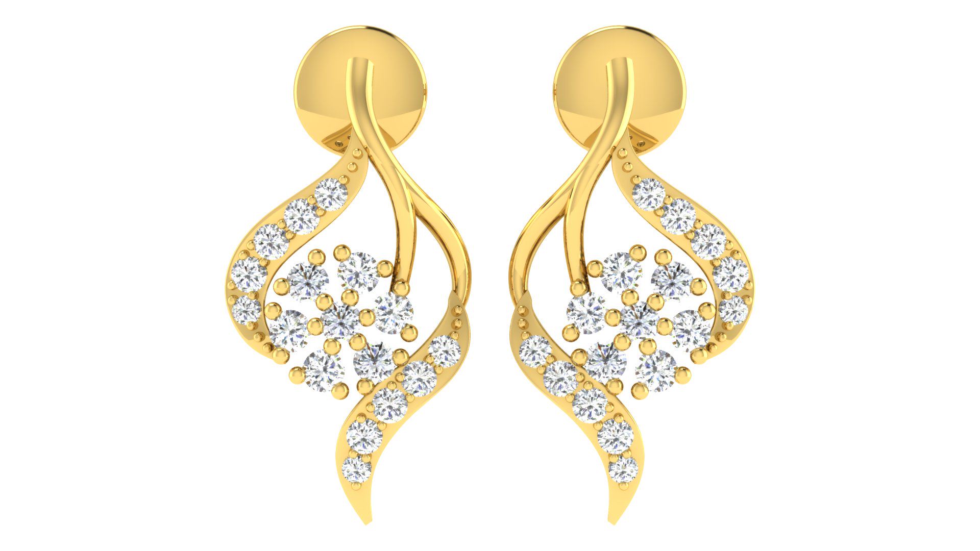 IGI Certified Natural Diamond 14/18K Fine Gold Earring Yellow Gold