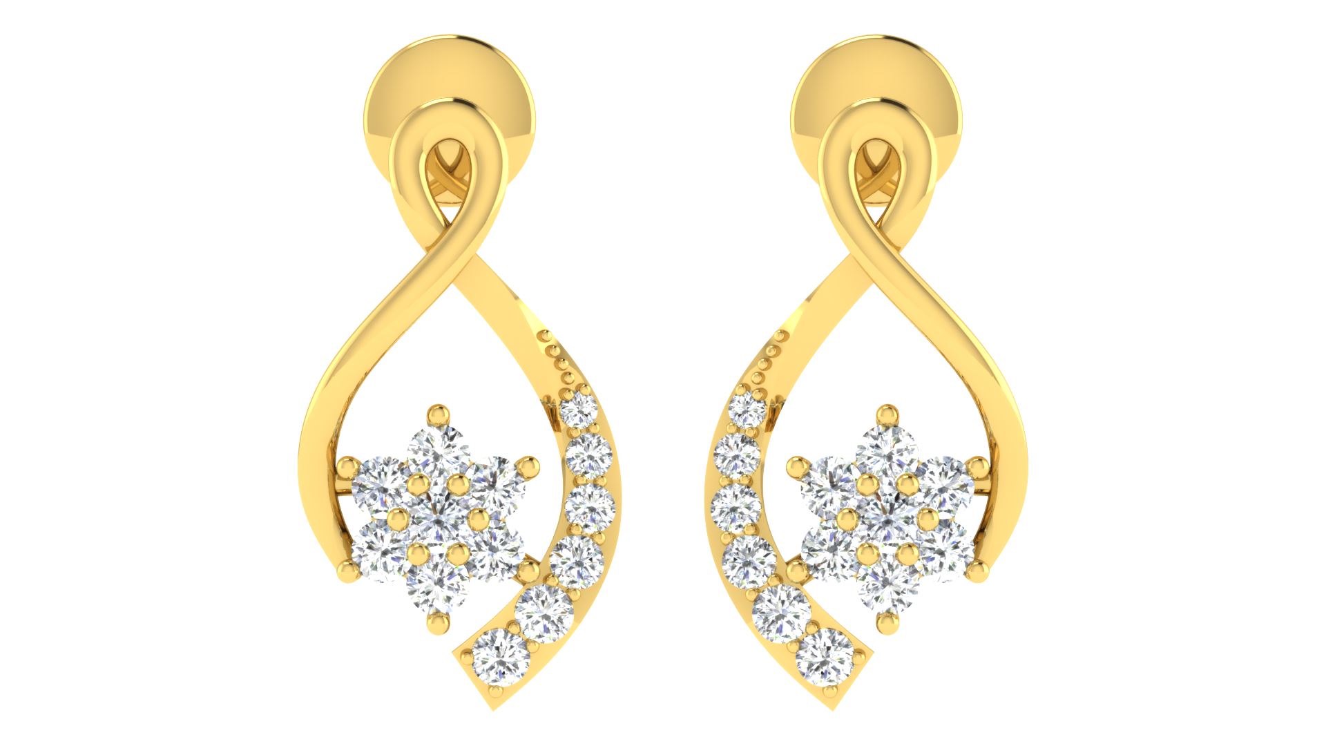 IGI Certified Natural Diamond 14/18K Fine Gold Earring Yellow Gold
