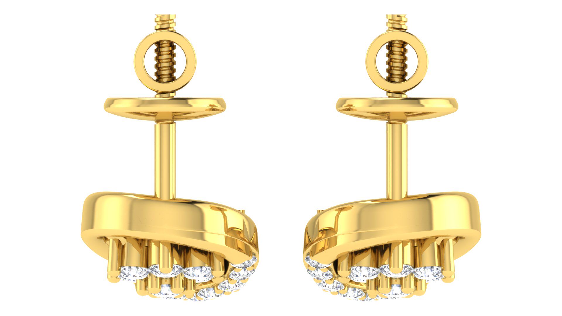 IGI Certified Natural Diamond 14/18K Fine Gold Earring Yellow Gold