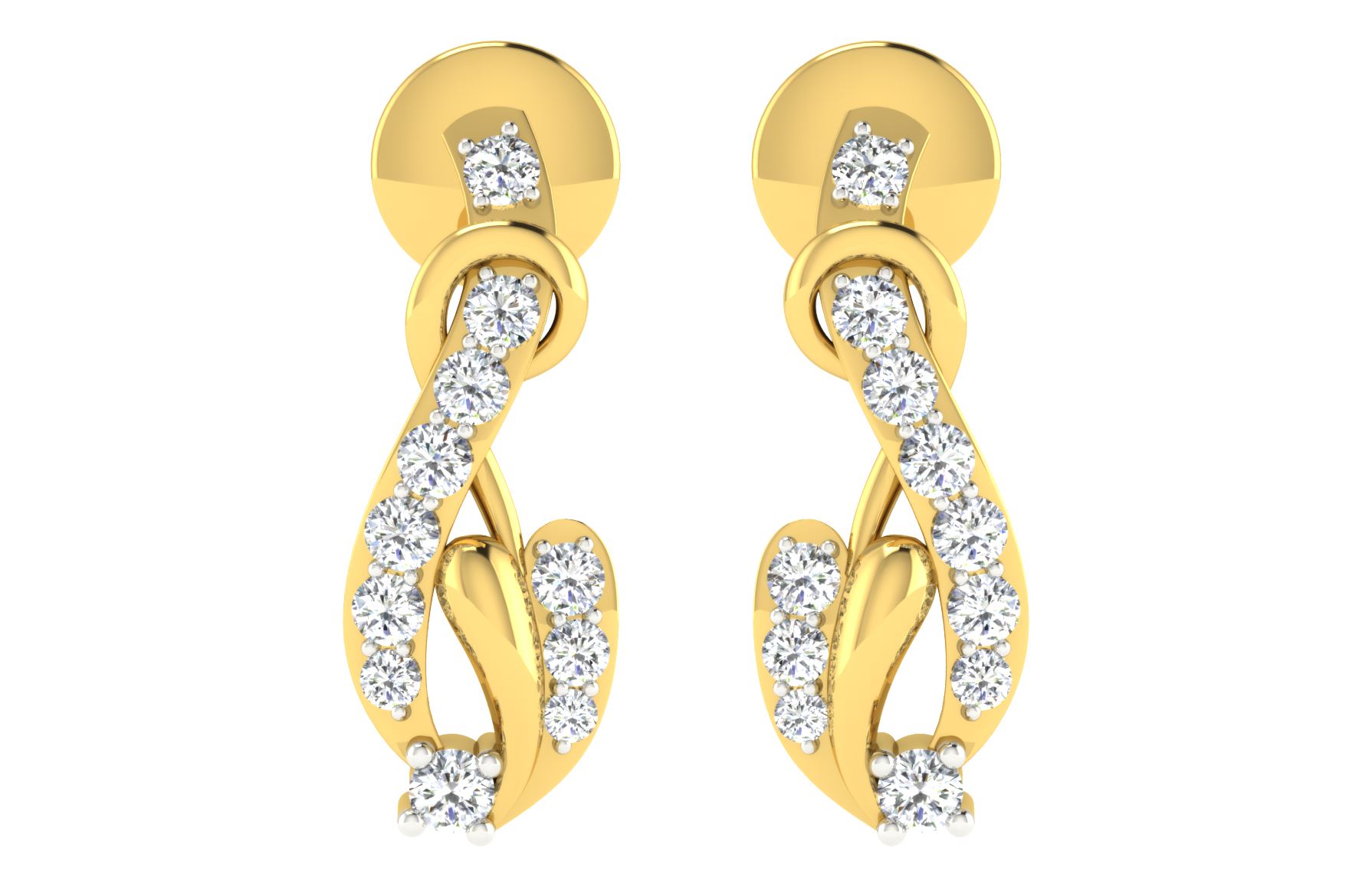 IGI Certified Natural Diamond 14/18K Fine Gold Earring Yellow Gold