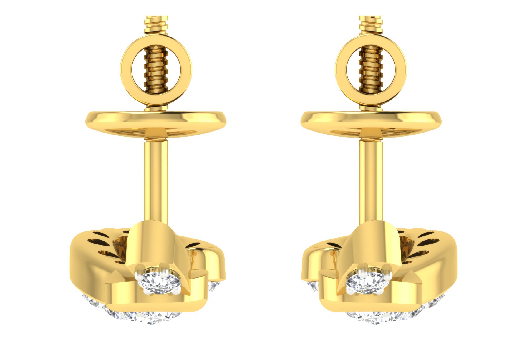 IGI Certified Natural Diamond 14/18K Fine Gold Earring Yellow Gold