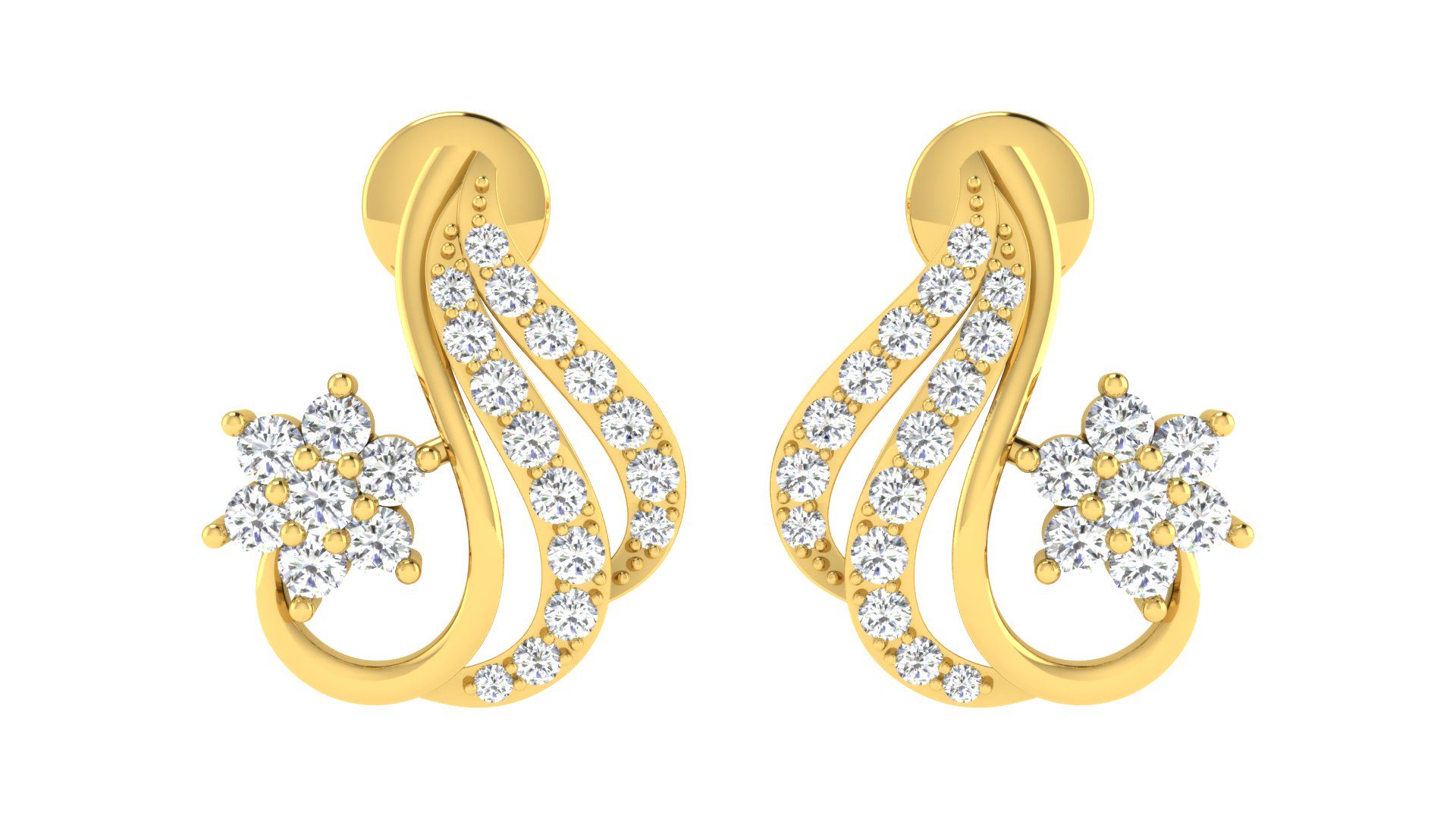 IGI Certified Natural Diamond 14/18K Fine Gold Earring Yellow Gold
