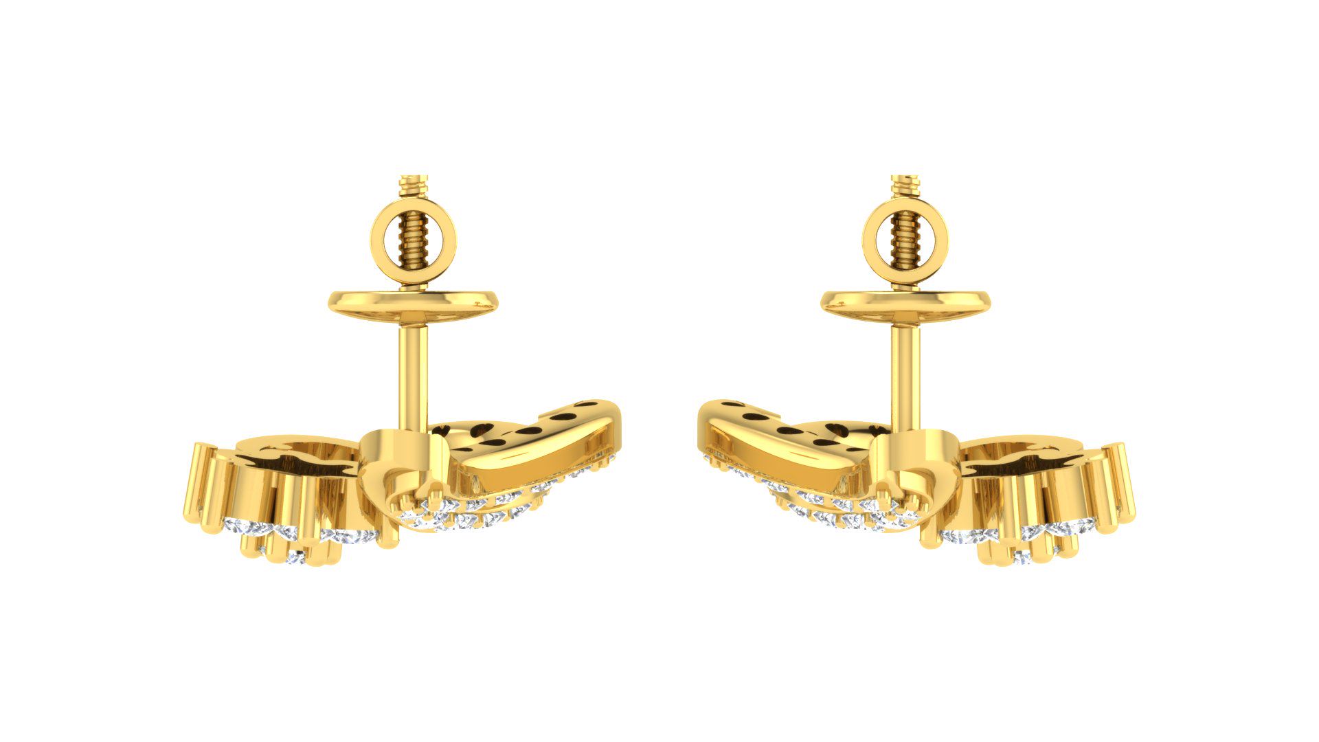 IGI Certified Natural Diamond 14/18K Fine Gold Earring Yellow Gold
