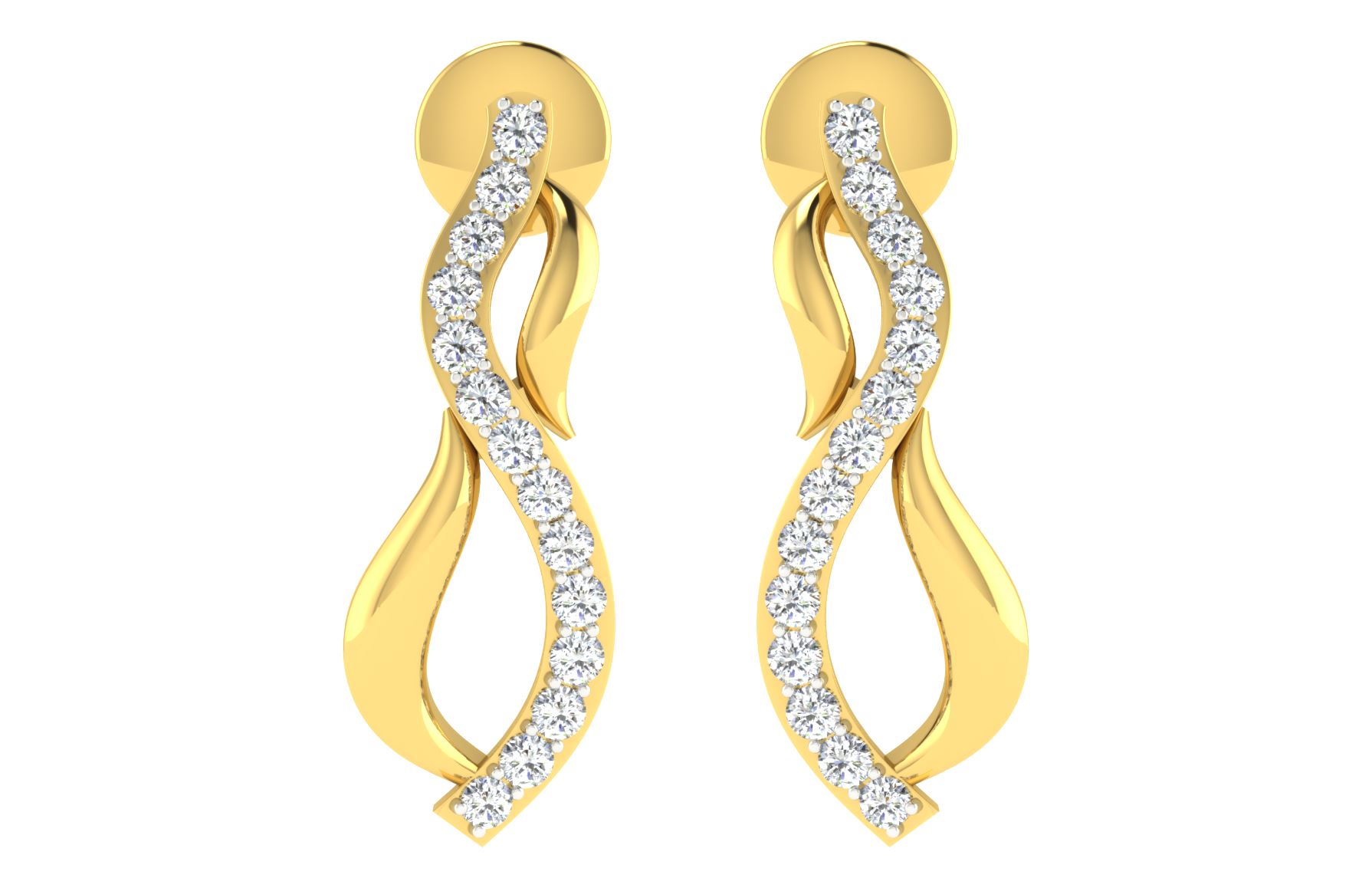 IGI Certified Natural Diamond 14/18K Fine Gold Earring Yellow Gold