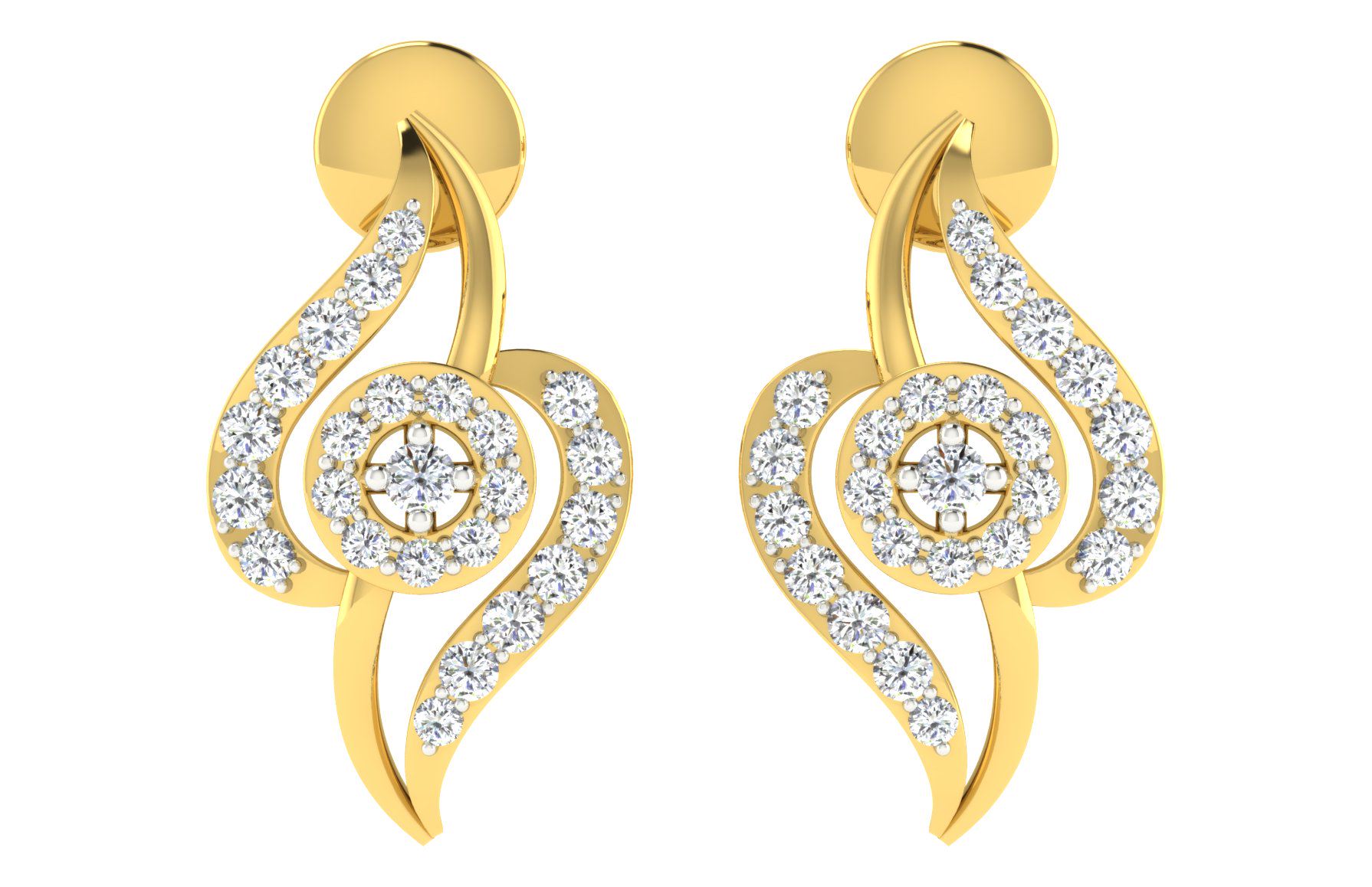 IGI Certified Natural Diamond 14/18K Fine Gold Earring Yellow Gold