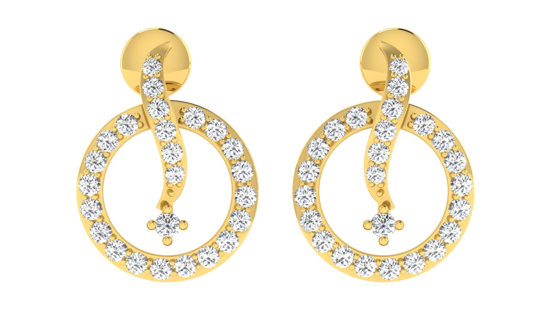 IGI Certified Natural Diamond 14/18K Fine Gold Earring Yellow Gold