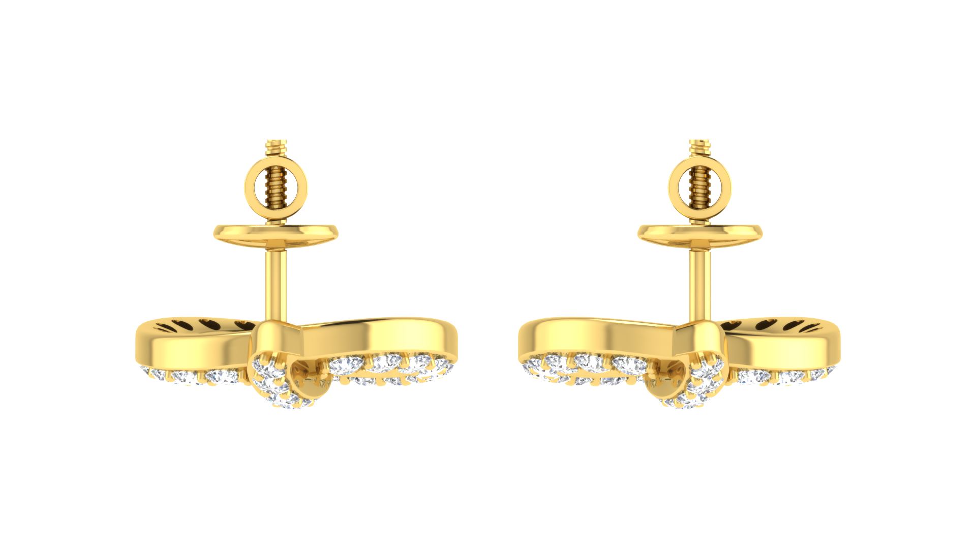 IGI Certified Natural Diamond 14/18K Fine Gold Earring Yellow Gold