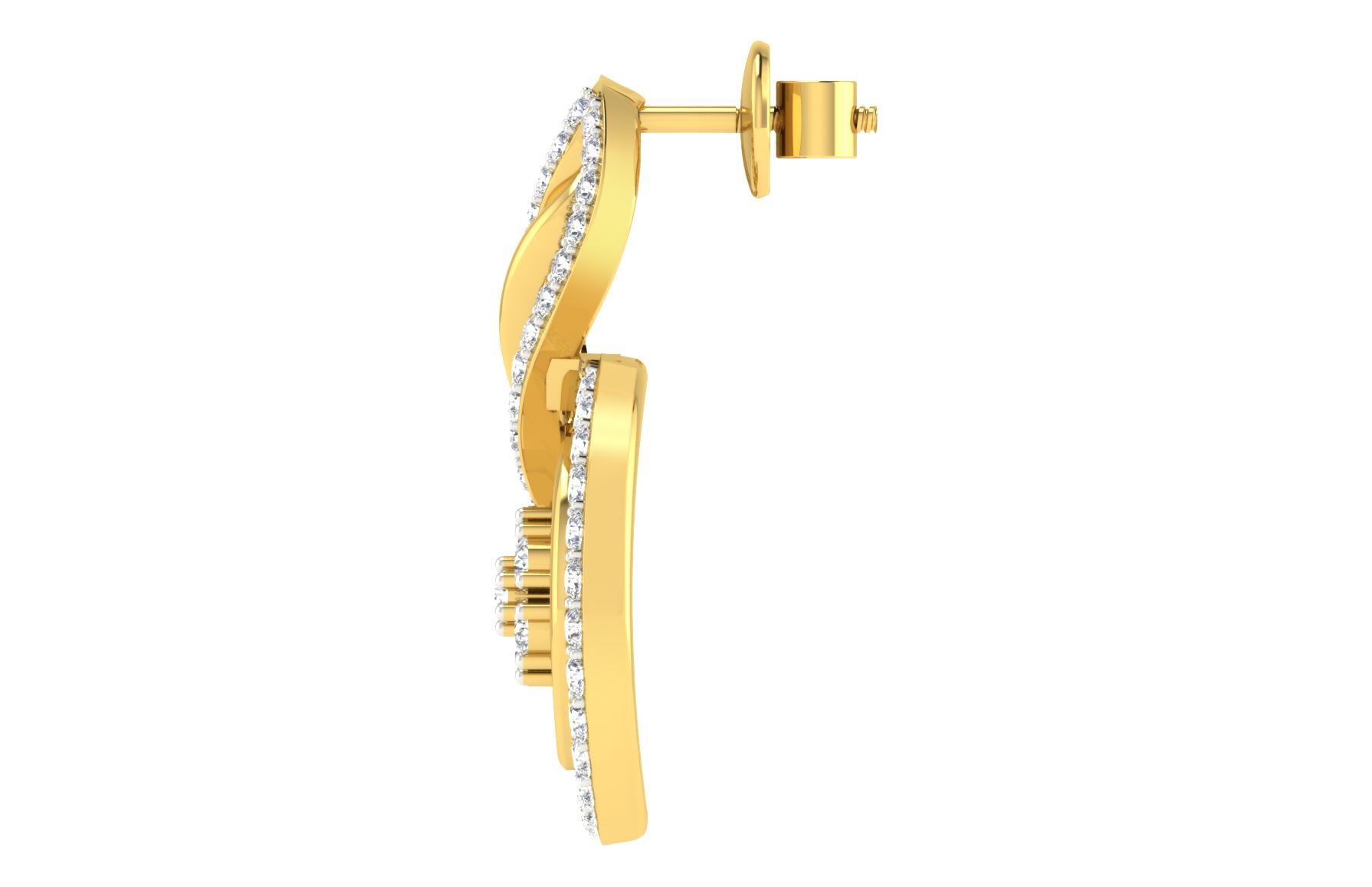 IGI Certified Natural Diamond 14/18K Fine Gold Earring Yellow Gold