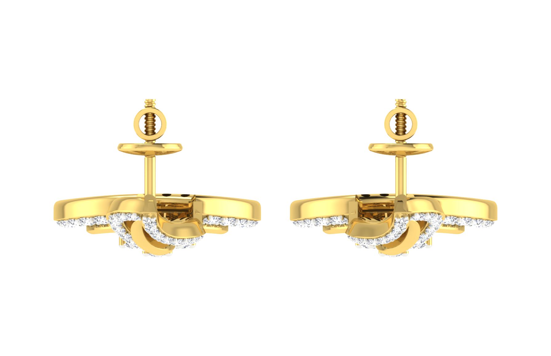 IGI Certified Natural Diamond 14/18K Fine Gold Earring Yellow Gold