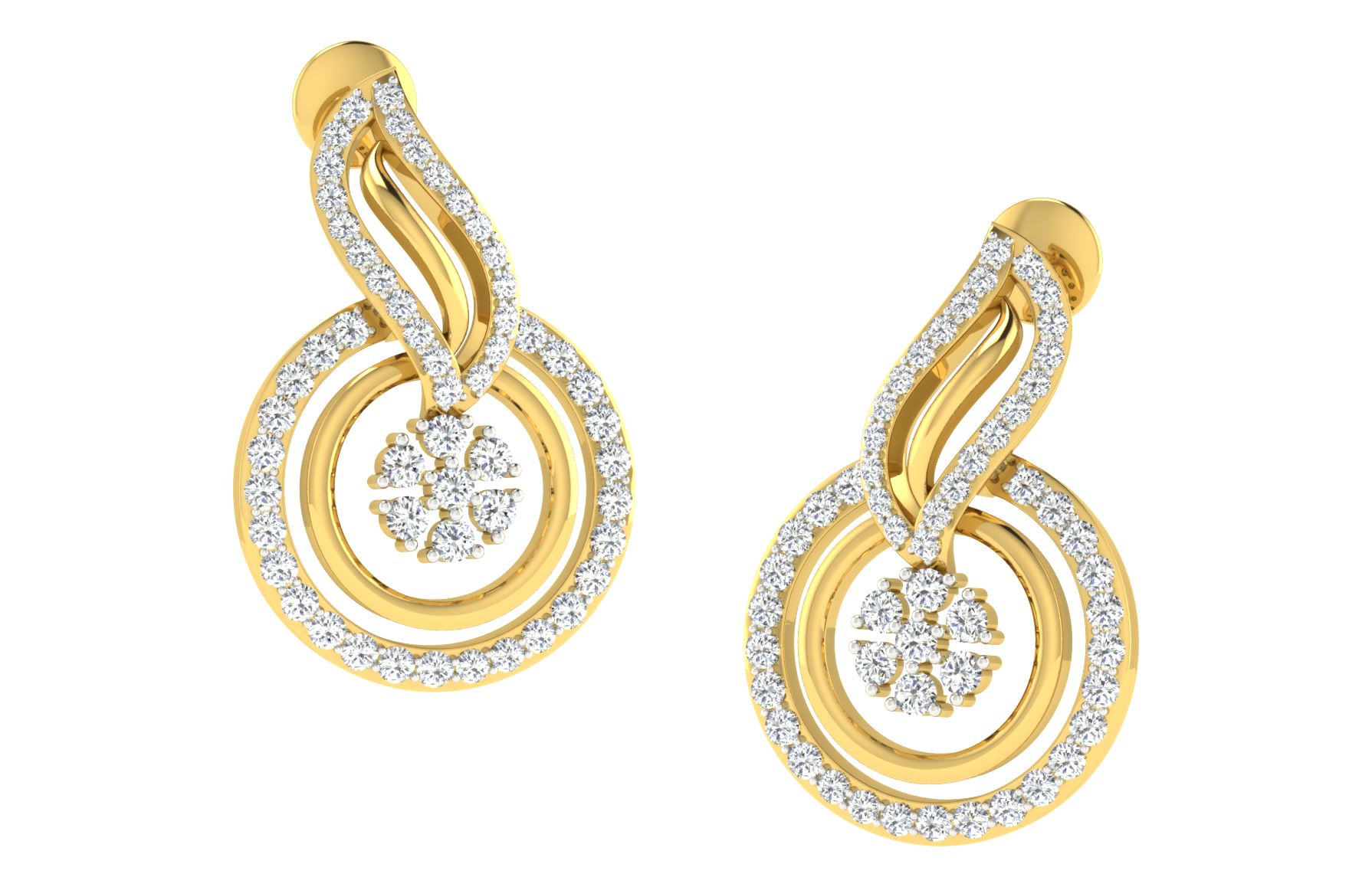 IGI Certified Natural Diamond 14/18K Fine Gold Earring Yellow Gold