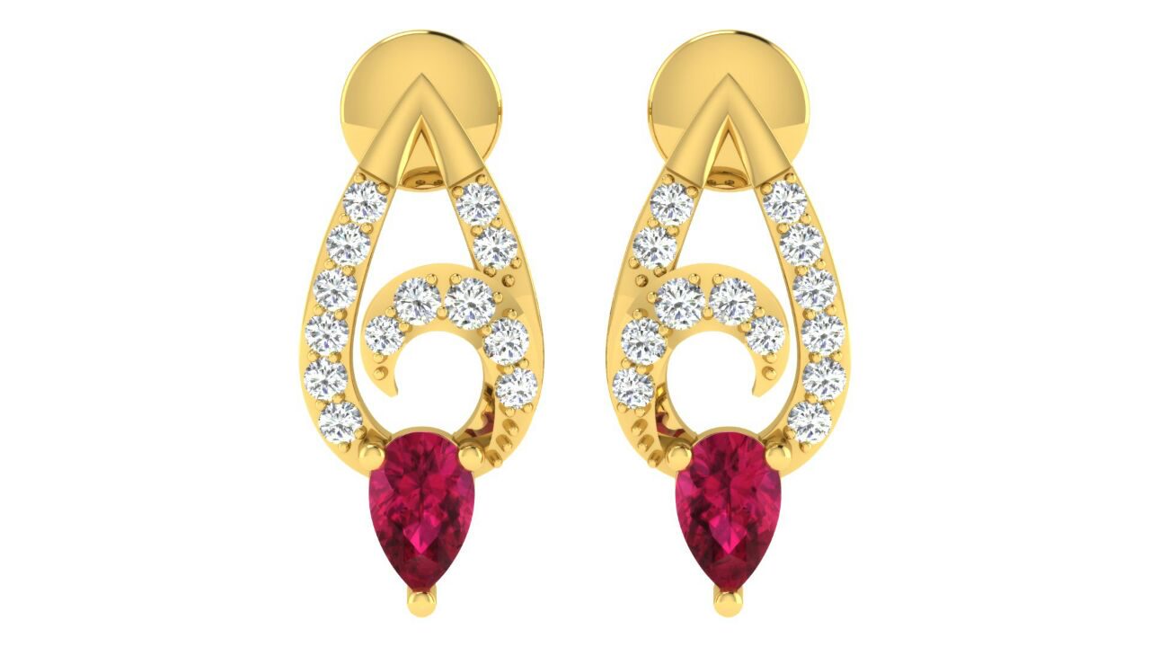 IGI Certified Natural Diamond 14/18K Fine Gold Earring Yellow Gold