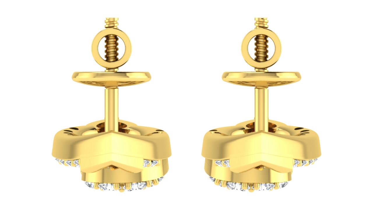 IGI Certified Natural Diamond 14/18K Fine Gold Earring Yellow Gold