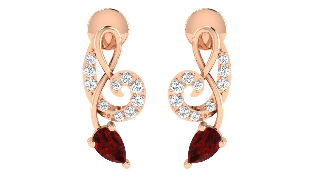 IGI Certified Natural Diamond 14/18K Fine Gold Earring Rose Gold