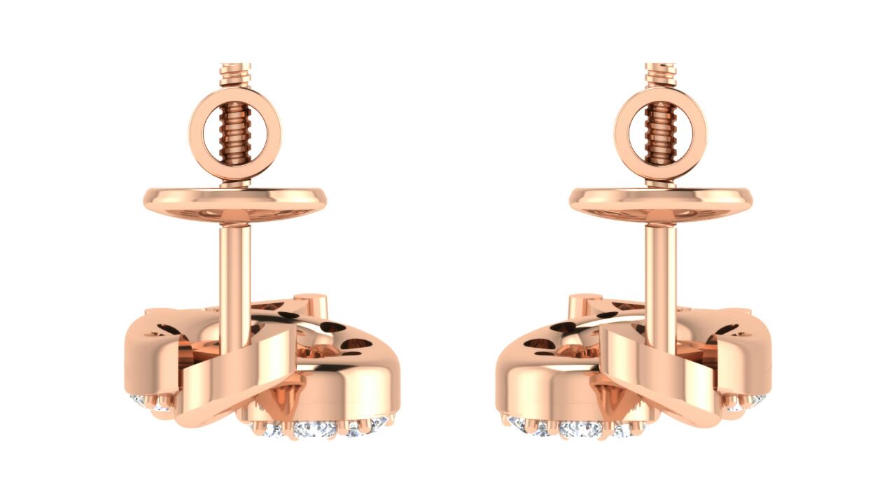 IGI Certified Natural Diamond 14/18K Fine Gold Earring Rose Gold