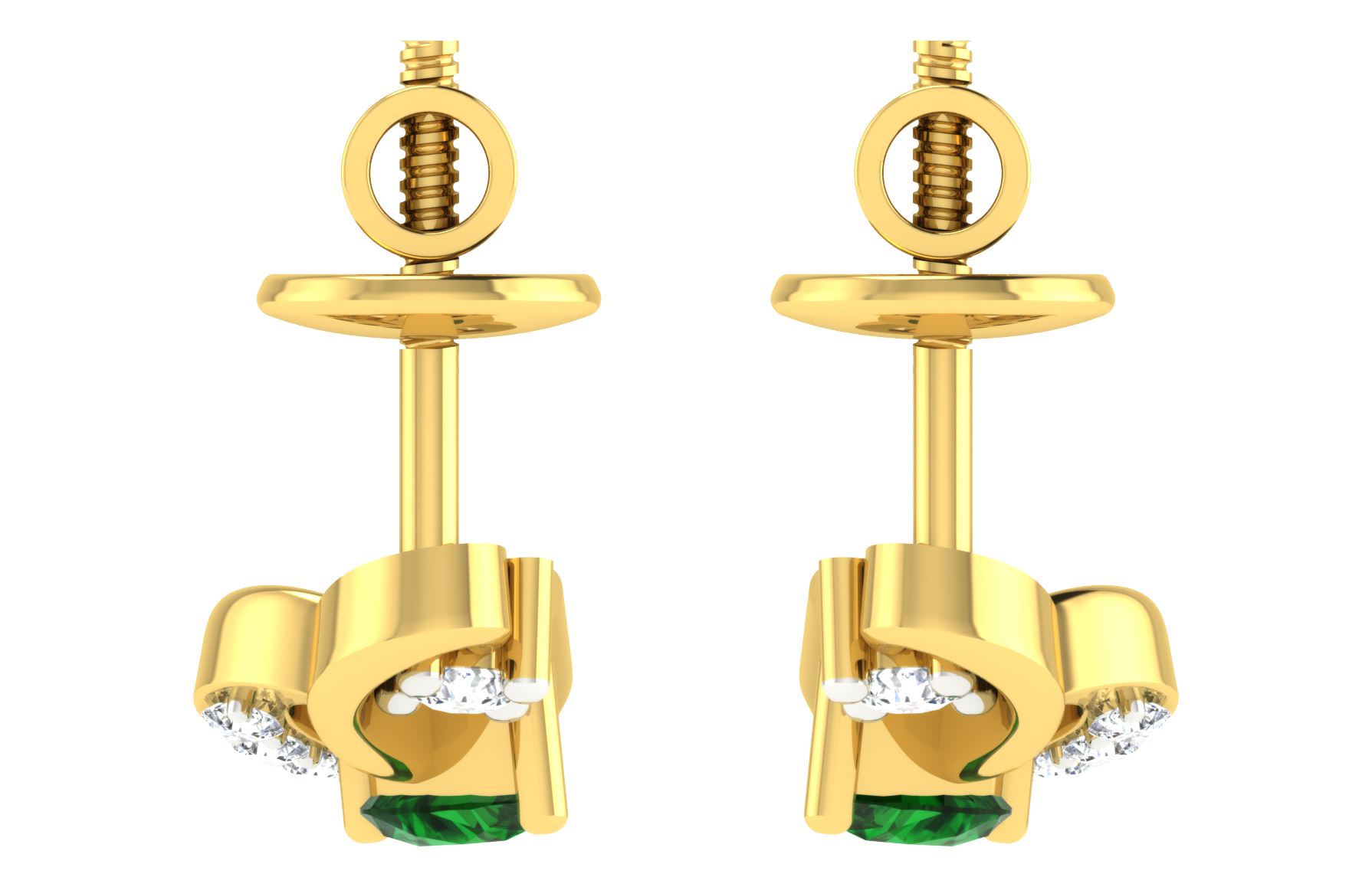 IGI Certified Natural Diamond 14/18K Fine Gold Earring Yellow Gold