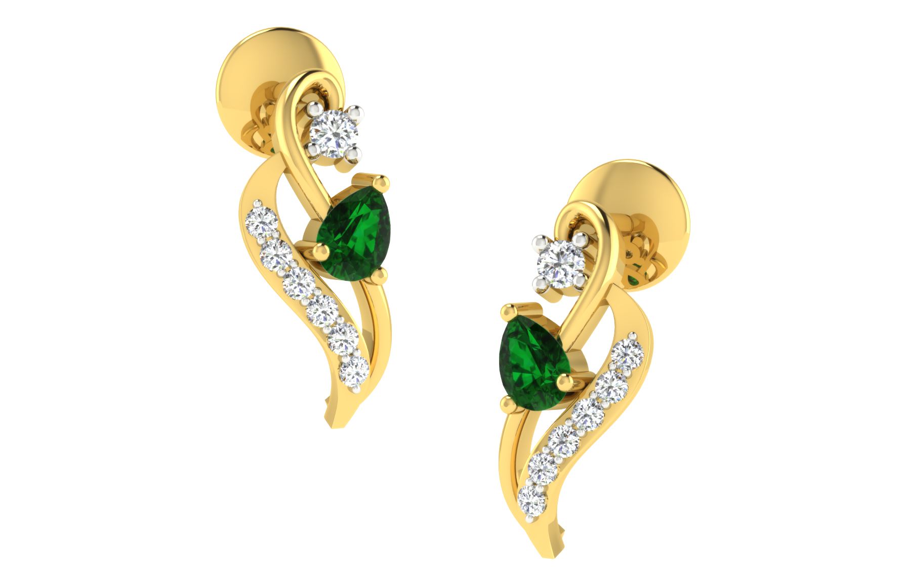 IGI Certified Natural Diamond 14/18K Fine Gold Earring Yellow Gold