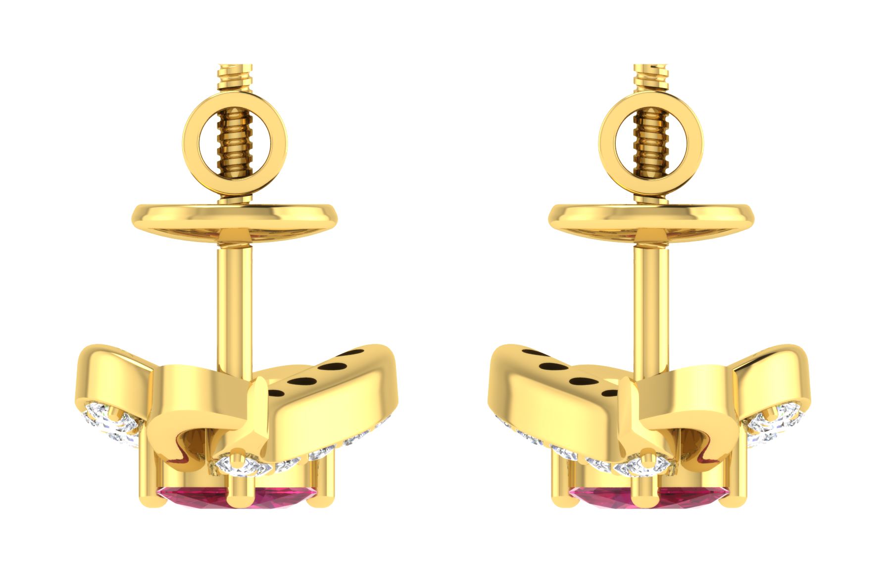 IGI Certified Natural Diamond 14/18K Fine Gold Earring Yellow Gold