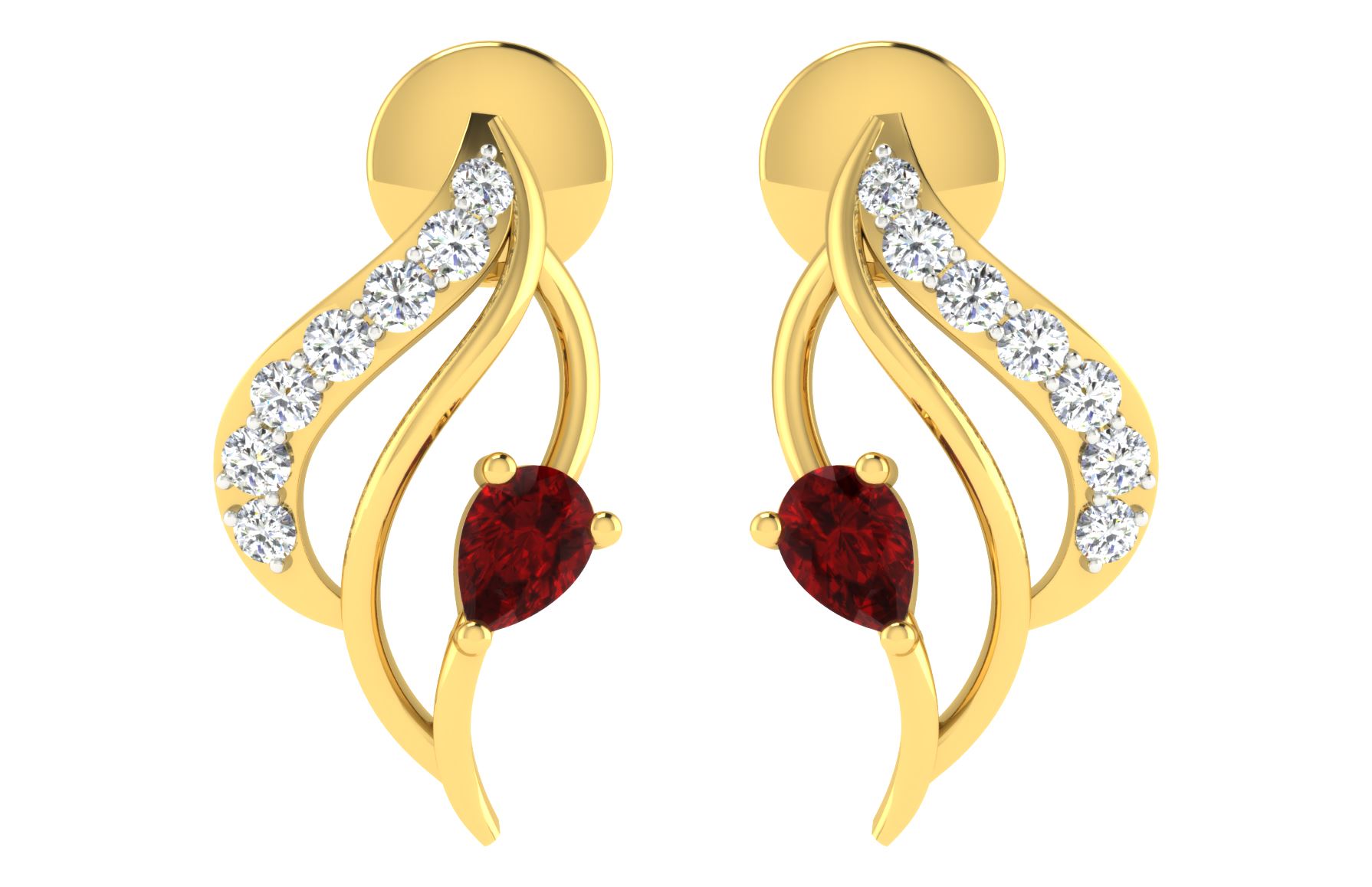 IGI Certified Natural Diamond 14/18K Fine Gold Earring Yellow Gold
