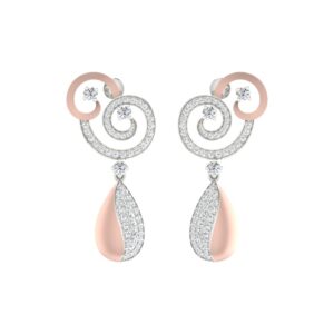 IGI Certified Natural Diamond 14/18K Fine Gold Earring Rose & White Gold