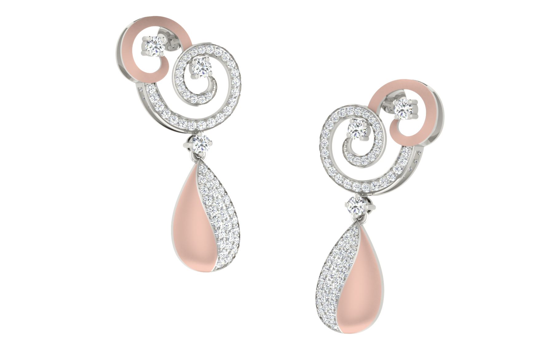 IGI Certified Natural Diamond 14/18K Fine Gold Earring Rose & White Gold
