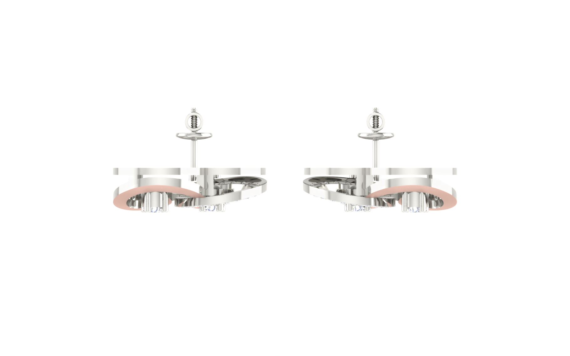 IGI Certified Natural Diamond 14/18K Fine Gold Earring Rose & White Gold