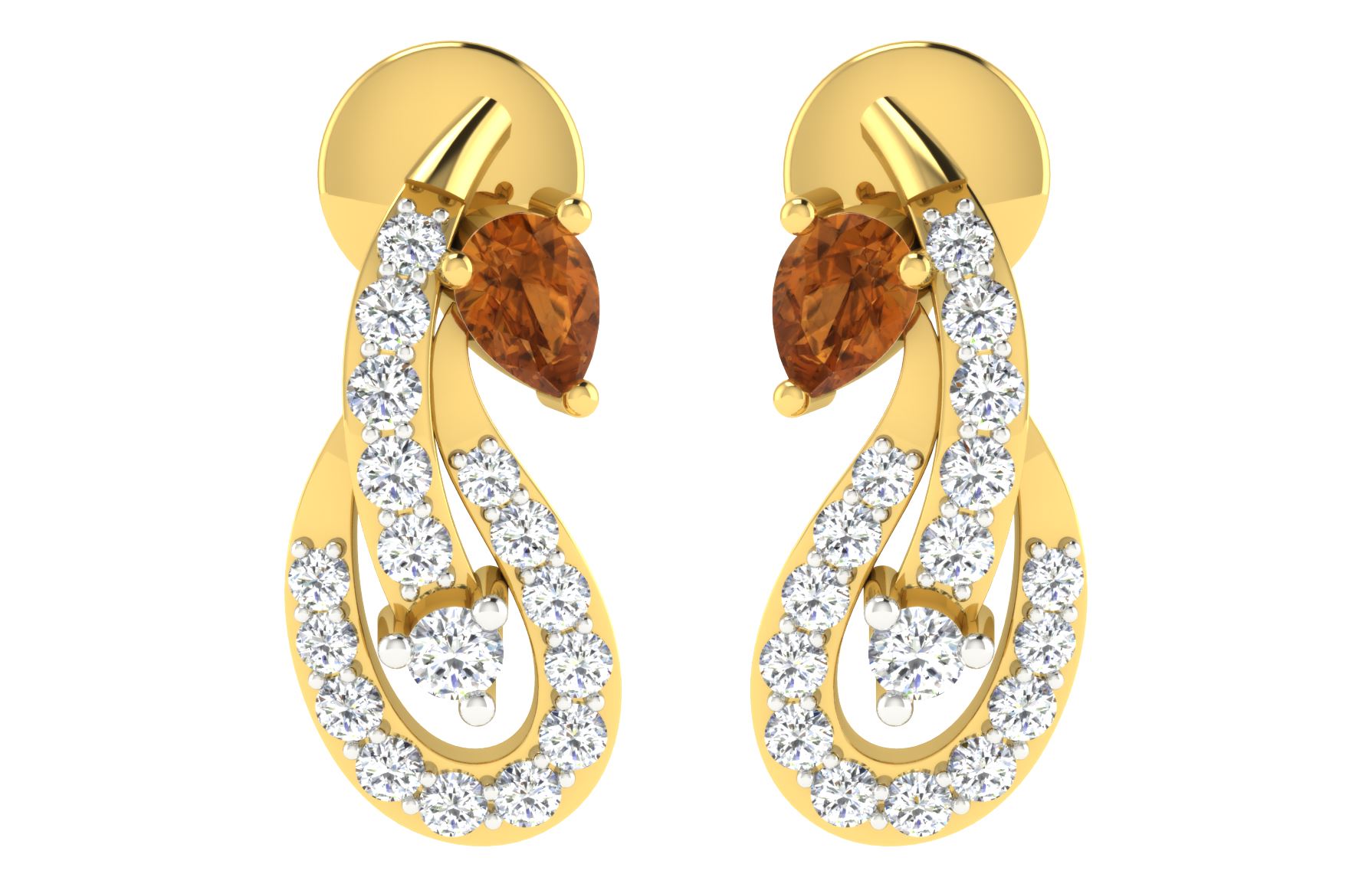 IGI Certified Natural Diamond 14/18K Fine Gold Earring Yellow Gold
