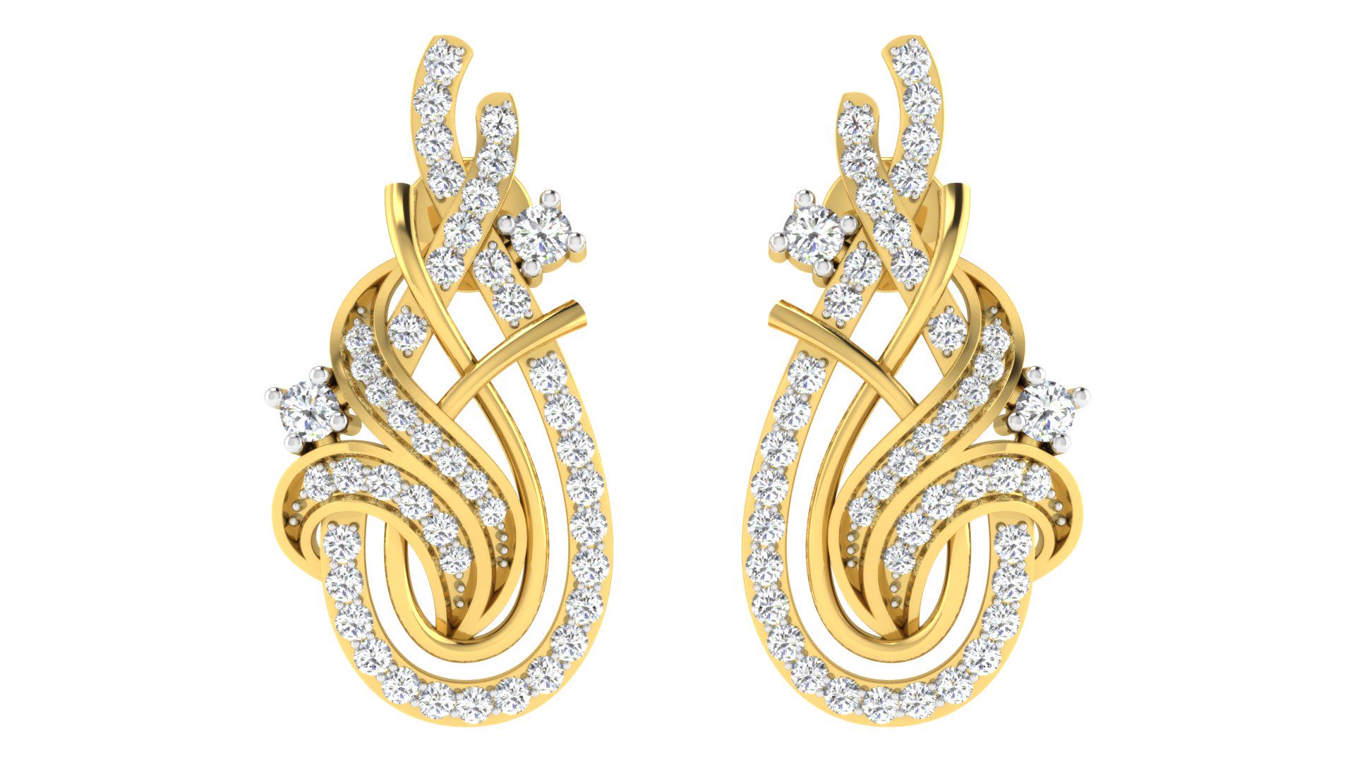 IGI Certified Natural Diamond 14/18K Fine Gold Earring Yellow Gold