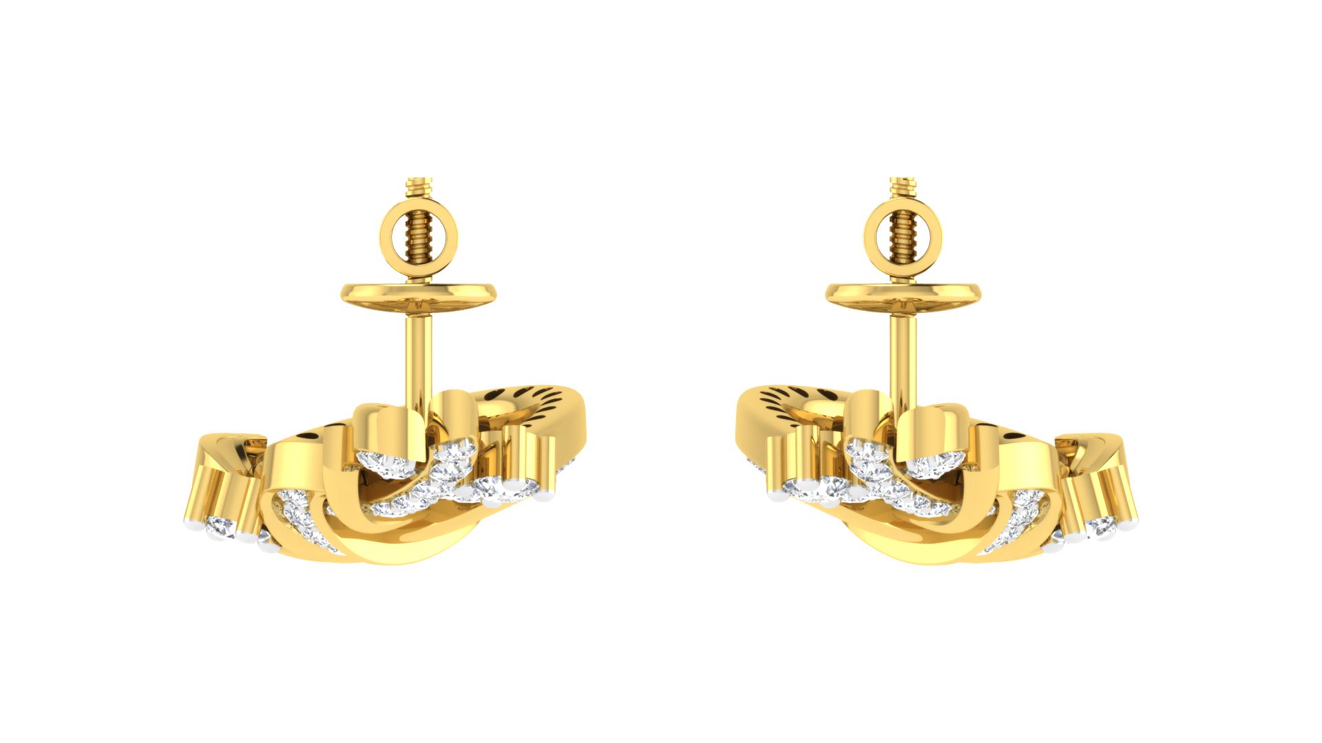 IGI Certified Natural Diamond 14/18K Fine Gold Earring Yellow Gold
