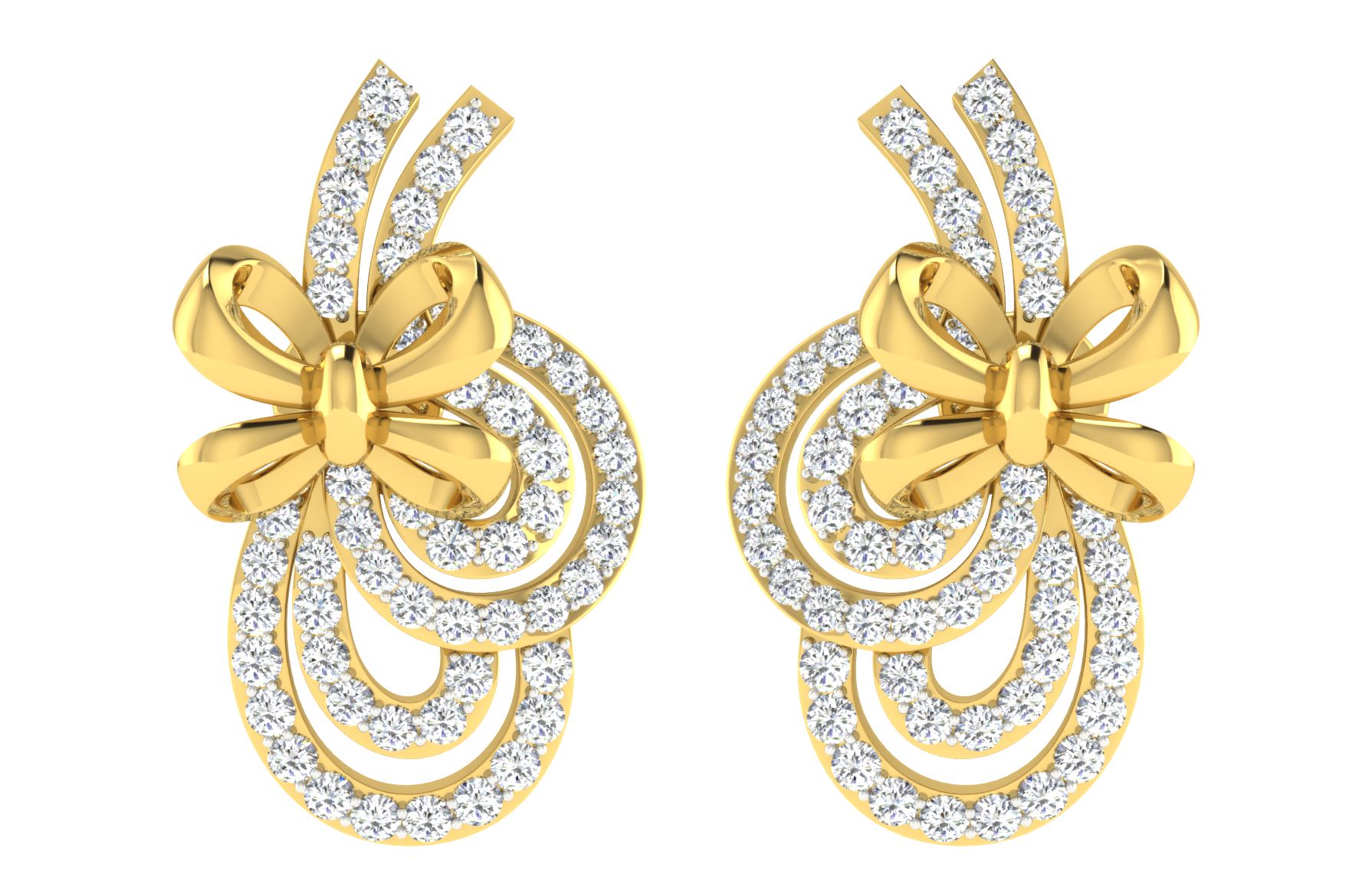 IGI Certified Natural Diamond 14/18K Fine Gold Earring Yellow Gold
