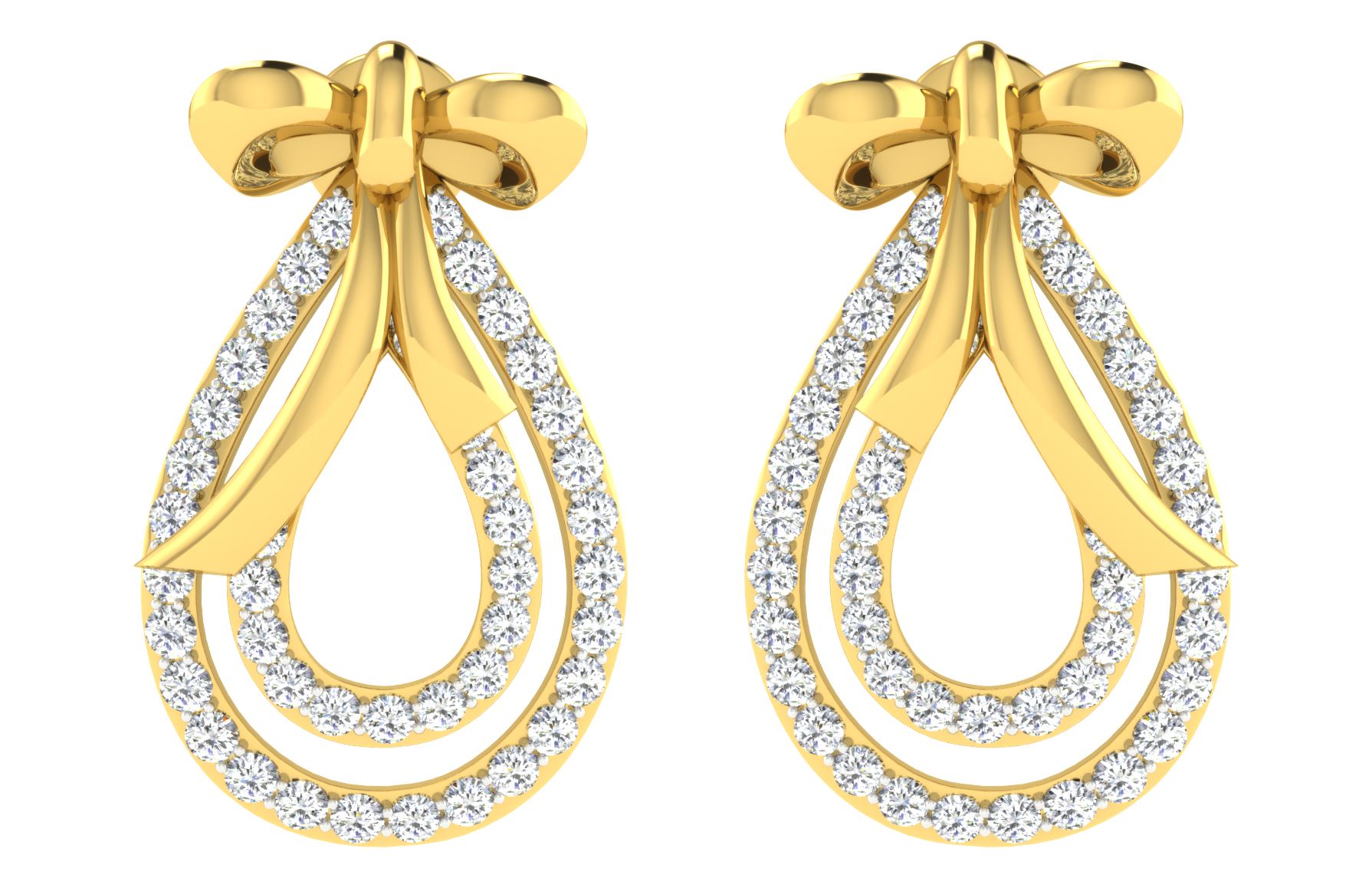 IGI Certified Natural Diamond 14/18K Fine Gold Earring Yellow Gold
