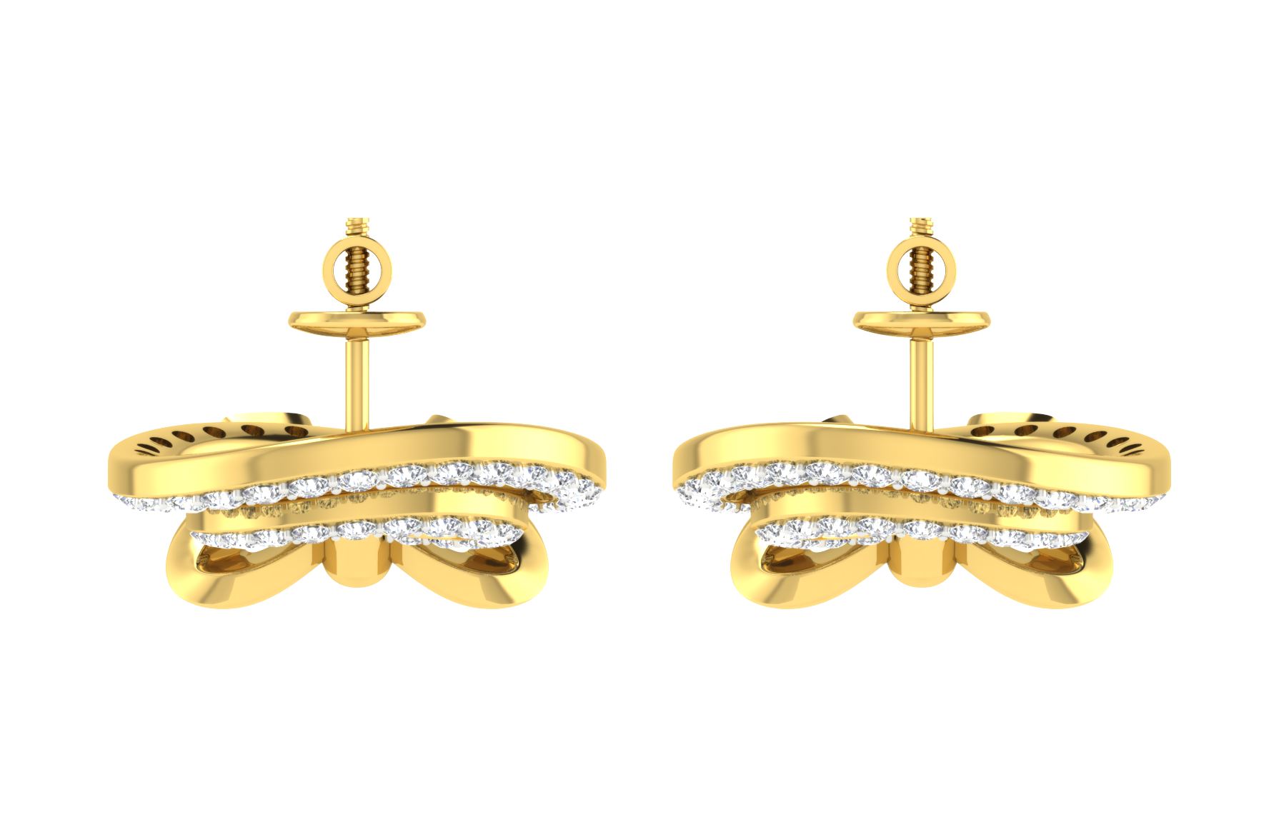IGI Certified Natural Diamond 14/18K Fine Gold Earring Yellow Gold