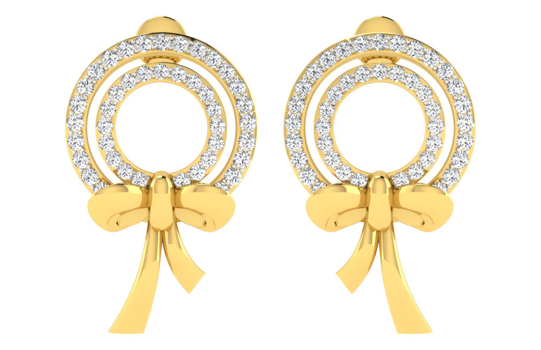 IGI Certified Natural Diamond 14/18K Fine Gold Earring Yellow Gold