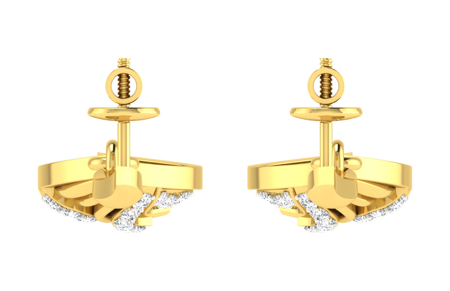 IGI Certified Natural Diamond 14/18K Fine Gold Earring Yellow Gold