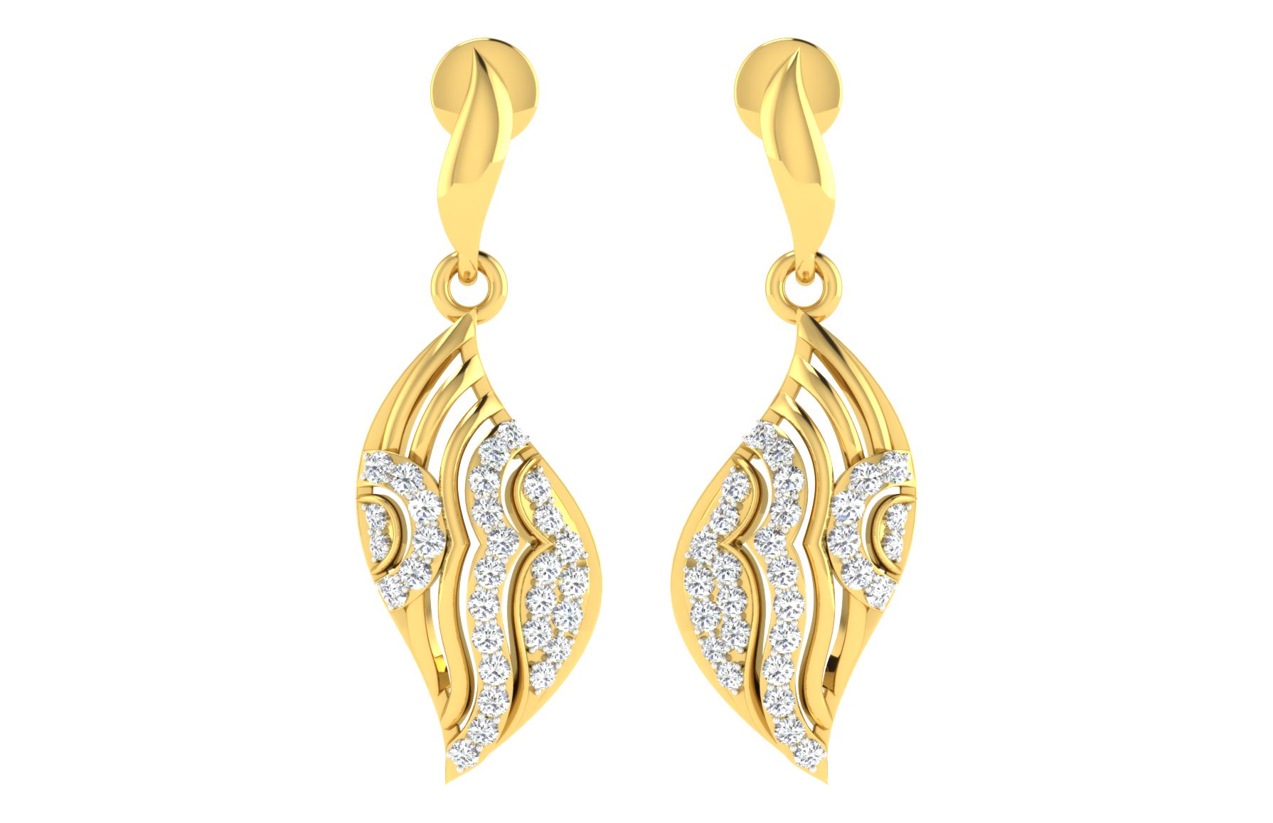 IGI Certified Natural Diamond 14/18K Fine Gold Earring Yellow Gold