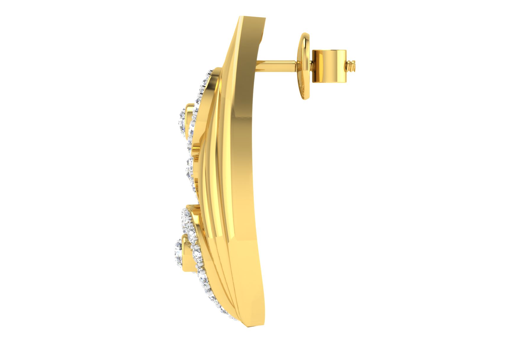 IGI Certified Natural Diamond 14/18K Fine Gold Earring Yellow Gold
