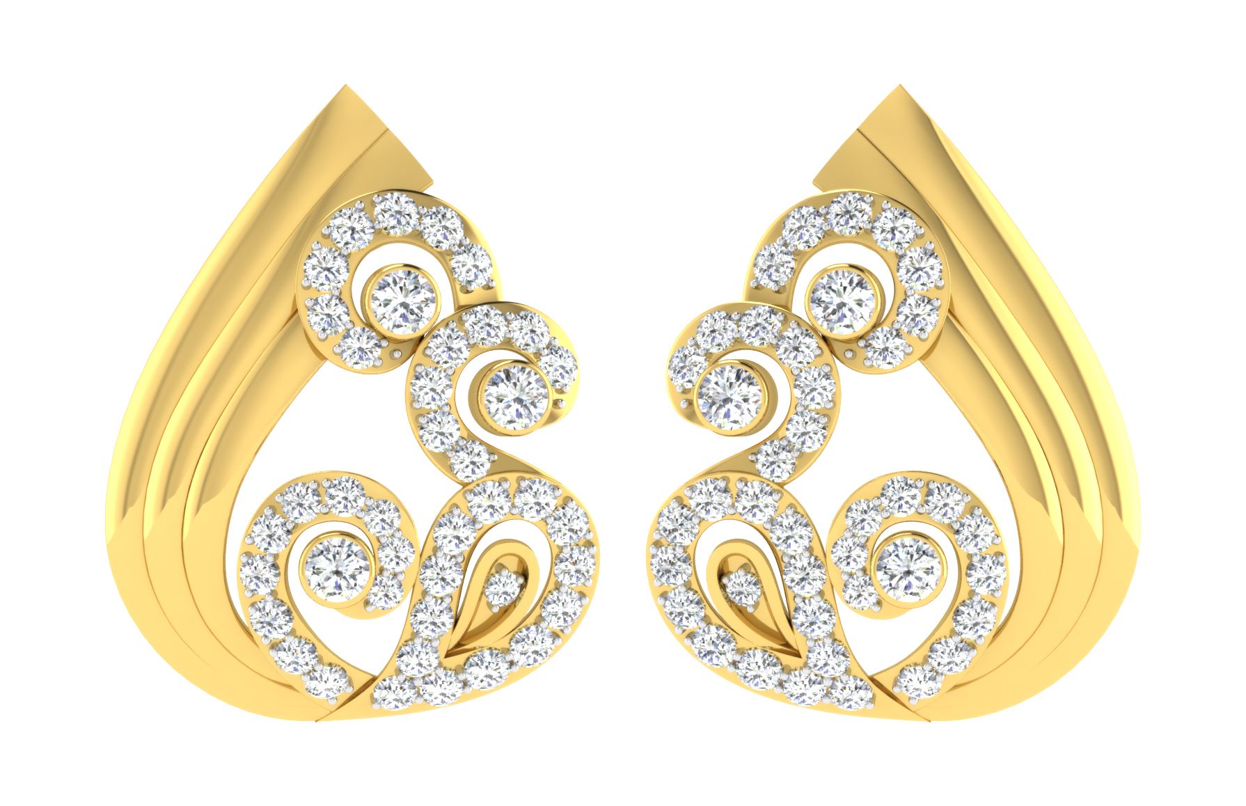 IGI Certified Natural Diamond 14/18K Fine Gold Earring Yellow Gold