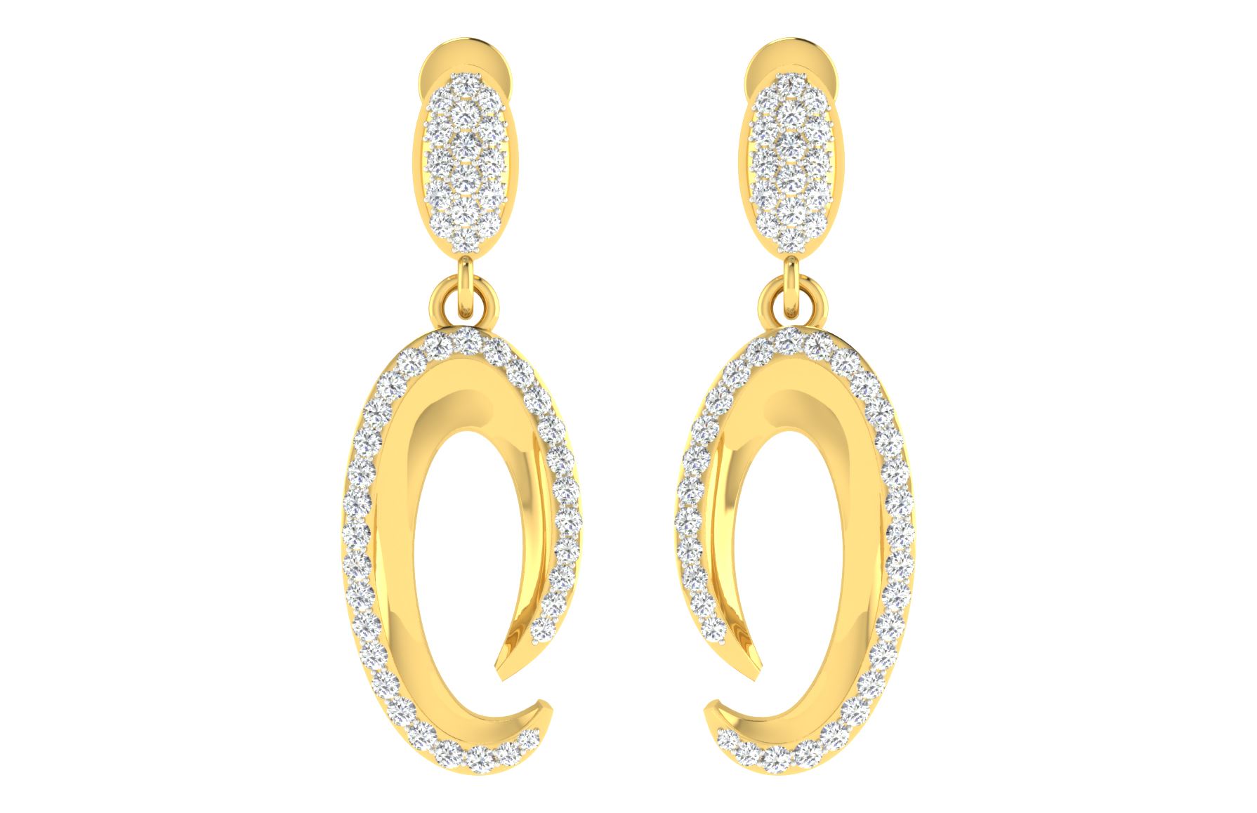 IGI Certified Natural Diamond 14/18K Fine Gold Earring Yellow Gold