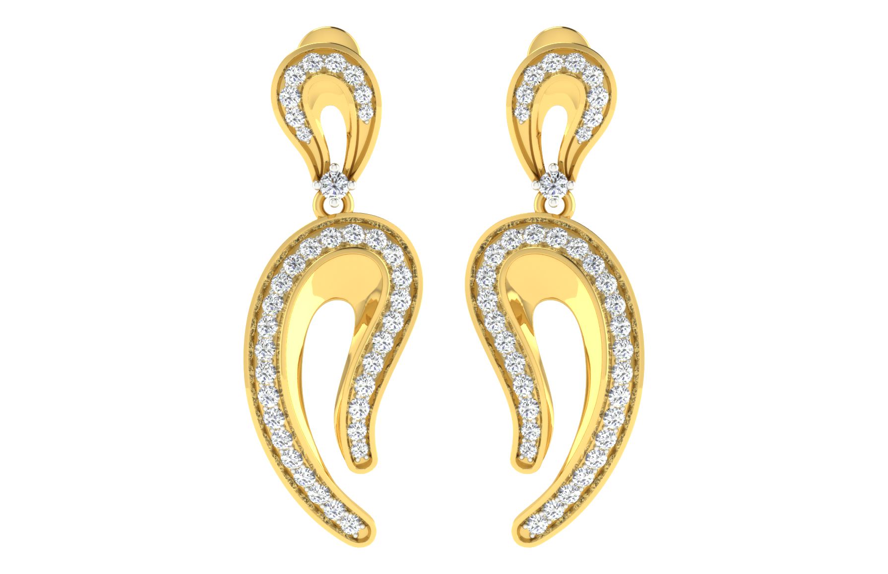 IGI Certified Natural Diamond 14/18K Fine Gold Earring Yellow Gold