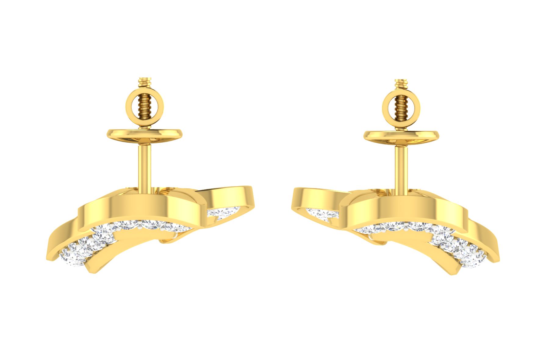 IGI Certified Natural Diamond 14/18K Fine Gold Earring Yellow Gold