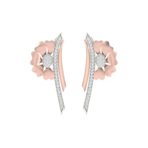 IGI Certified Natural Diamond 14/18K Fine Gold Earring Rose & White Gold
